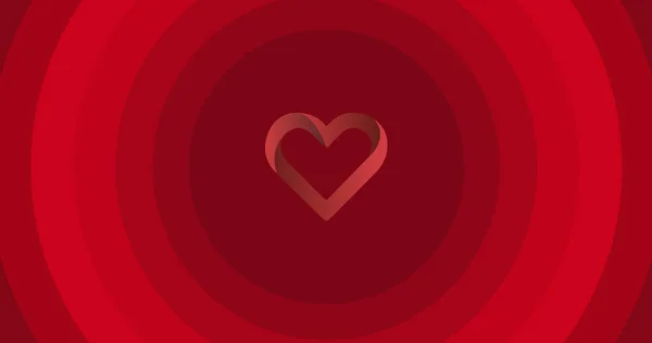 Bild Des Herzens Über Roten Kreisen Auf Rotem Hintergrund Herzmonat — Stockfoto