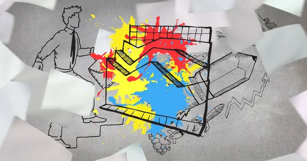 Obraz Kolorowych Grafik Schodach Wspinaczkowych Człowieka Hobby Zainteresowania Koncepcja Czasu — Zdjęcie stockowe