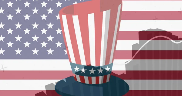 Obraz Amerykańskiej Flagi Kapelusza Przetwarzaniem Statystyk Amerykański Patriotyzm Niezależność Koncepcja — Zdjęcie stockowe