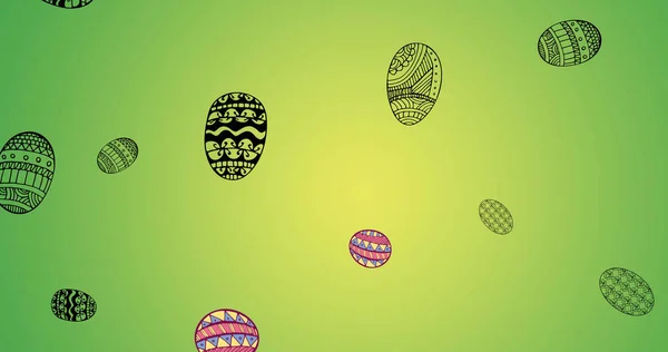 Yeşil Arka Plana Düşen Paskalya Yumurtaları Paskalya Pazarı Dijital Olarak — Stok fotoğraf
