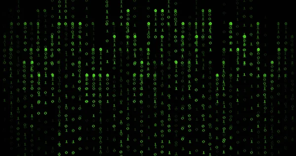 Bild Grön Binär Kodning Databehandling Över Svart Bakgrund Teknik Databehandling — Stockfoto