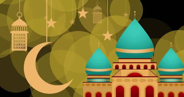 Imagen Luces Sobre Linternas Lunas Mezquitas Ramadán Concepto Celebración Imagen —  Fotos de Stock