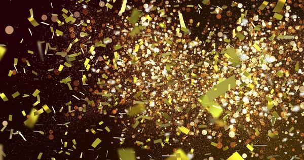Зображення Золотого Конфетті Падаючих Світлих Плям Чорному Тлі Концепція Вечірки — стокове фото