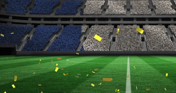 Зображення Золотої Конфетті Падає Над Прапором Франції Спортивному Стадіоні Концепція — стокове фото