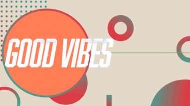 Renkli geometrik şekiller üzerinde soluk gri renkte beyaz metinlerle iyi titreşimlerin animasyonu. Dijital olarak oluşturulmuş sosyal ağ ve küresel iletişim teknolojisi kavramı.