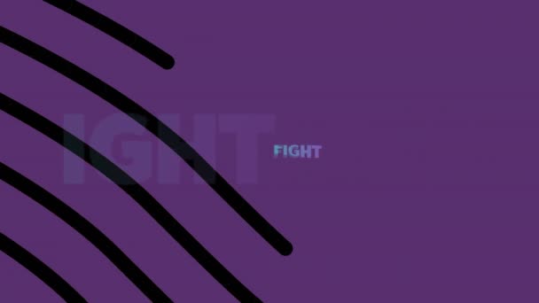 Animación Texto Lucha Azul Rosa Distorsionando Sobre Rayas Onduladas Púrpuras — Vídeo de stock
