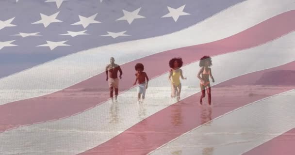 Animation Der Flagge Der Vereinigten Staaten Von Amerika Über Einer — Stockvideo