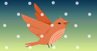 Yeşil arkaplandaki kuş simgesinin üzerindeki beyaz noktalar. kuş günü ve kutlama konsepti dijital olarak oluşturulmuş görüntü.