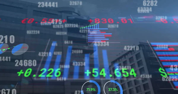 Image Data Processing Cityscape Global Business Finances Connections Digital Interface — Fotografia de Stock