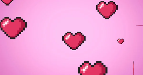 Изображение Сердец Падающих Розовый Фон Месяц Сердца Концепция Празднования Цифрового — стоковое фото