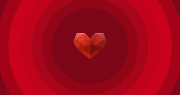 Image Heart Red Circles Red Background Heart Month Celebration Concept — Stock Photo, Image