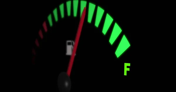 Immagine Indicatore Del Carburante Sfondo Nero Concetto Consumo Auto Viaggi — Foto Stock