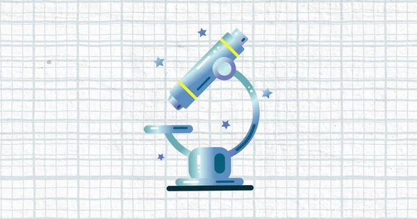 Obraz Ikony Mikroskopu Poruszającej Się Nad Białym Tłem Koncepcja Edukacji — Zdjęcie stockowe