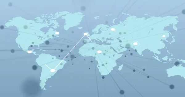 接続のネットワークのイメージと青の背景に世界地図 世界中の医療 テクノロジーの概念をデジタルで生成し — ストック写真