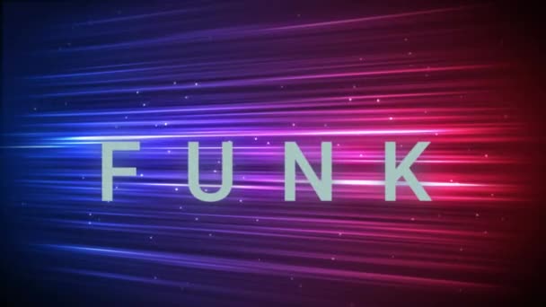 Animáció Funk Szöveg Kék Felett Villogó Lila Rózsaszín Fénysugarak Közösségi — Stock videók