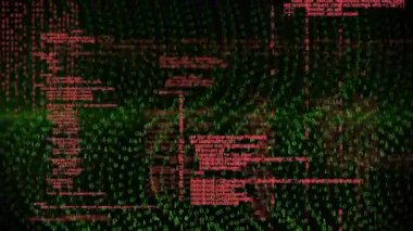 İkili kodlama ve veri işleme animasyonu. küresel bulut hesaplama, veri işleme ve konsept dijital olarak oluşturulmuş video.