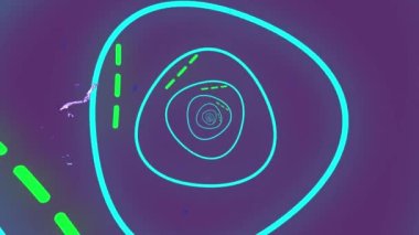 Sendeki animasyon, mor arkaplanda daireler çizerek metni kazanıyor. Sosyal medya ve iletişim konsepti dijital olarak oluşturulmuş video.