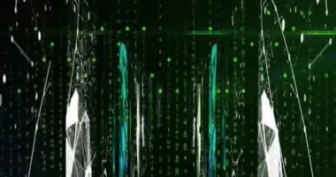 Şebeke üzerinde ikili kodlama ve veri işleme animasyonu. küresel bulut hesaplama, veri işleme ve konsept dijital olarak oluşturulmuş video.