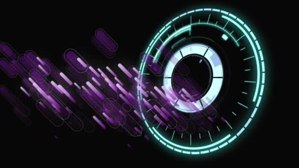 Animation Purple Lines Scope Scanning Black Background Global Technology Digital — Stock Video