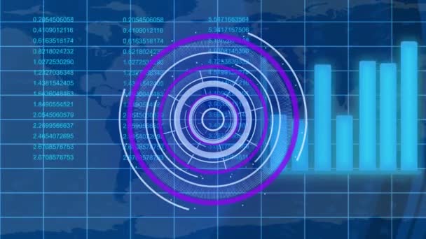 Animatie Van Scope Scanning Dataverwerking Diverse Zakenmensen Global Technology Digital — Stockvideo