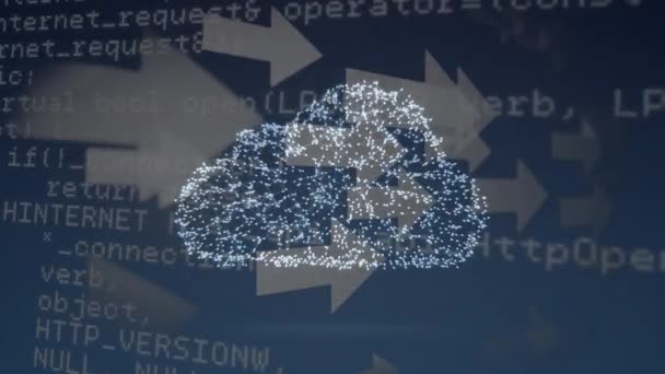 Animazione Dell Icona Della Nuvola Elaborazione Dati Frecce Business Globale — Video Stock