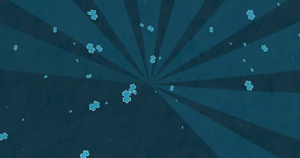 Imagem Quebra Cabeças Azuis Flutuando Sobre Fundo Azul Escuro Listrado — Fotografia de Stock