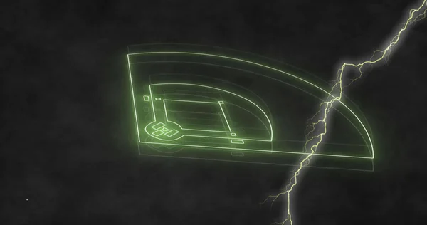 Neon Yeşil Basketbol Sahası Yıldırımlar Spor Veri Işleme Kavramı Dijital — Stok fotoğraf