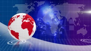 Mavi arka plandaki dünya haritası ve dünya çapındaki bağlantı ağının animasyonu. küresel bağlantılar, dijital arayüz ve ağ konsepti dijital olarak oluşturulmuş video.