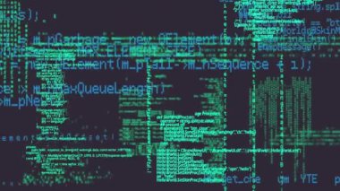 Yeşil ve mavi veri işleme animasyonu. küresel hesaplama ve veri işleme kavramı dijital olarak oluşturulmuş video.