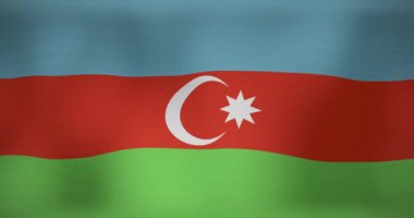 Azerbaijan bayrağı sallamanın animasyonu. Ulusal semboller, vatanseverlik ve bağımsızlık kavramı dijital olarak oluşturulmuş video.