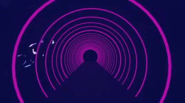 Siyah arka planda neon tüneli üzerinden teşekkür mesajı animasyonu. Sosyal medya ve iletişim konsepti dijital olarak oluşturulmuş video.