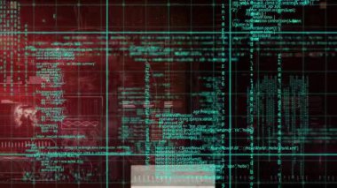 Tarayıcı, küre ve mavi işlem verileriyle arayüzün animasyonu. küresel veri, araştırma iletişimi ve dijital arayüz teknolojisi konsepti dijital olarak oluşturulmuş video.