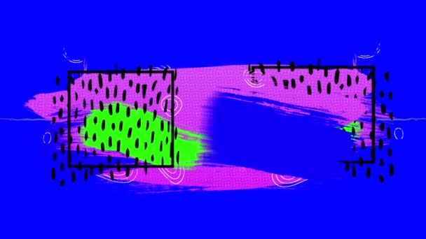 Анимация Красочных Фигур Синем Фоне Глобальные Технологии Концепция Цифрового Интерфейса — стоковое видео