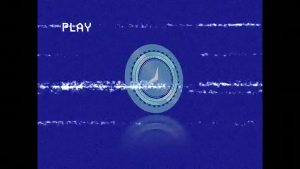 파란색 위에서 움직이는 시계에 간섭을 애니메이션으로 글로벌 디지털 인터페이스 디지털 — 비디오