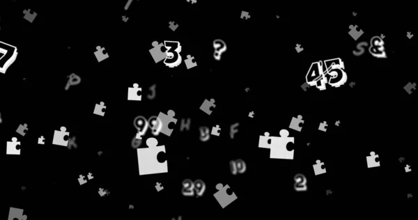 Image Puzzles Numbers Black Background National Puzzle Day Brain Activity — Stock Photo, Image