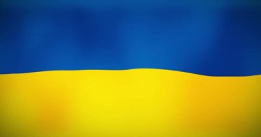 Ukrayna bayrağı sallamanın animasyonu. Ulusal semboller, vatanseverlik ve bağımsızlık kavramı dijital olarak oluşturulmuş video.