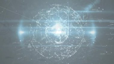 Mavi arkaplandaki insan simgeleriyle bağlantı ağının canlandırılması. küresel bağlantılar, veri işleme ve dijital olarak oluşturulmuş video ağ konsepti.