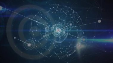 Mavi arkaplandaki bağlantı ağının canlandırılması. küresel bağlantılar, veri işleme ve dijital olarak oluşturulmuş video ağ konsepti.