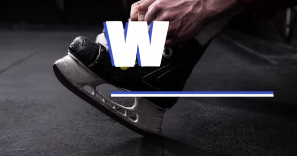 Анімація Тексту Чемпіонату Світу Хокею Шайбою Концепція Хокею Спорту Змагань — стокове відео