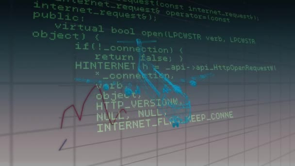 Animation Des Rotierenden Planprojekts Über Datenverarbeitung Und Graphen Schwarzen Und — Stockvideo