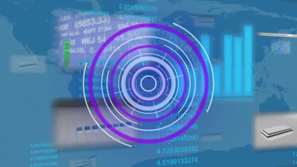 Animación Del Escaneo Del Alcance Sobre Procesamiento Datos Mapa Del — Vídeo de stock