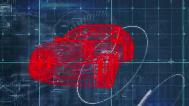 Animação Projeto Carro Rotativo Espaço Azul Conceito Design Processamento Dados — Vídeo de Stock