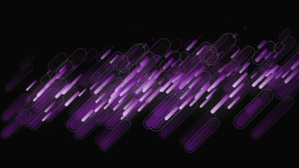 Анімація Фіолетових Ліній Чорному Тлі Глобальні Технології Цифровий Інтерфейс Концепція — стокове відео