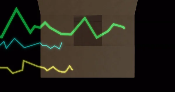 Image Traitement Des Statistiques Avec Des Lignes Sur Boîte Carton — Photo