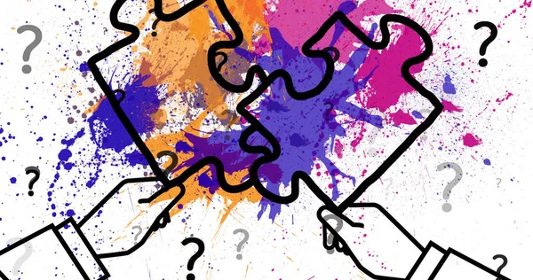Image Points Interrogation Puzzle Sur Des Taches Colorées Journée Nationale — Photo