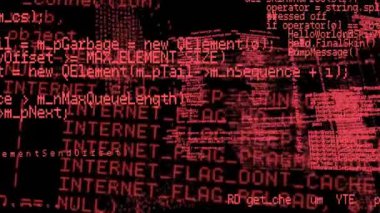 Parlak kırmızı veri işleme animasyonu. küresel hesaplama ve veri işleme kavramı dijital olarak oluşturulmuş video.