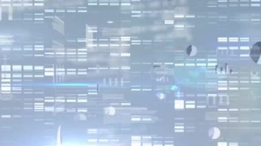 İstatistiklerle veri işleme animasyonu. küresel hesaplama ve veri işleme kavramı dijital olarak oluşturulmuş video.