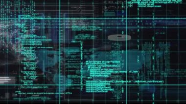 Tarayıcı, dünya haritası ve mavi işlem verileri ile arayüzün animasyonu. küresel veri, araştırma iletişimi ve dijital arayüz teknolojisi konsepti dijital olarak oluşturulmuş video.