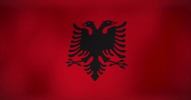 Hareket eden ve dalgalanan albanya bayrağı animasyonu. Vatanseverlik ve kutlama konsepti dijital olarak oluşturulmuş video.