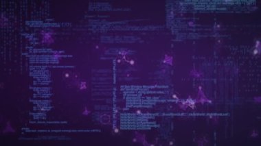 Mavi uzayda veri işleme ve moleküllerinin animasyonu. İnsan biyolojisi, bilim ve teknoloji konsepti dijital olarak üretilen video.